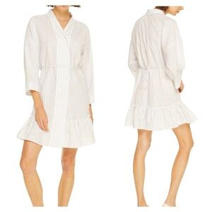 Harshman New Cotton Linen Blend Nebbi Caftan Striped White Dress Size 3X